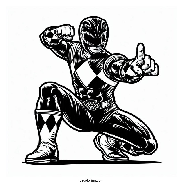 Complete Power Rangers Fighting Stance Coloring Page