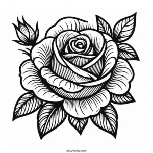 Floral Rose Design To Color