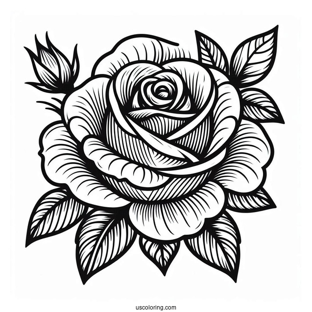 Floral Rose Design To Color