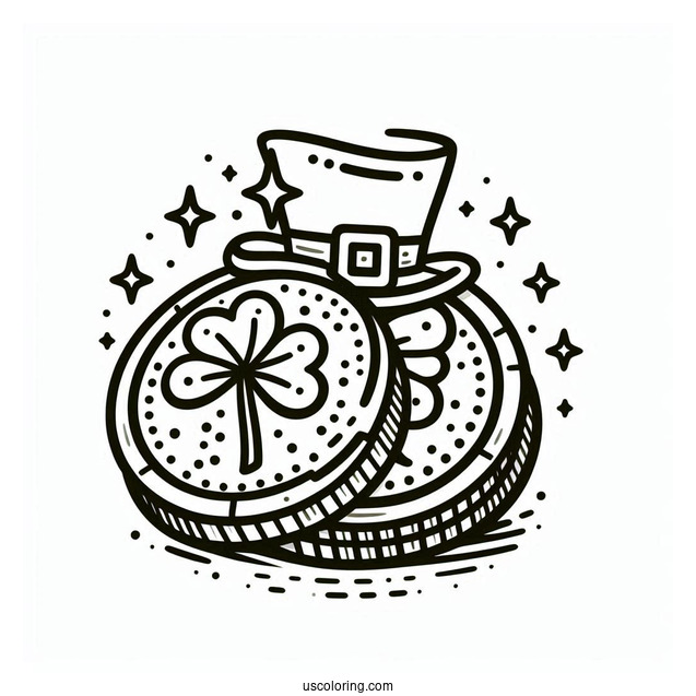 Lucky St Patrick_s Day Golden Coins To Color