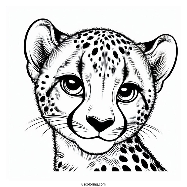 Female Cheetah Coloring Page Smirking