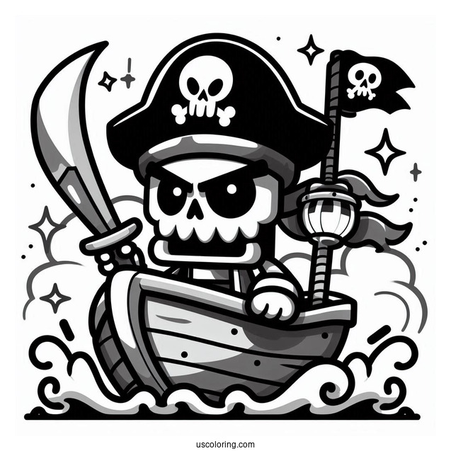 Brawl Stars Coloring Page Of Cursed Pirate On Boat