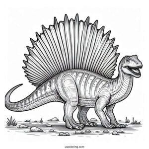 Large Spinosaurus Coloring Page With Detailed Spine And Sharp Teeth