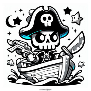 Brawl Stars Coloring Page Of Cursed Pirate On Boat