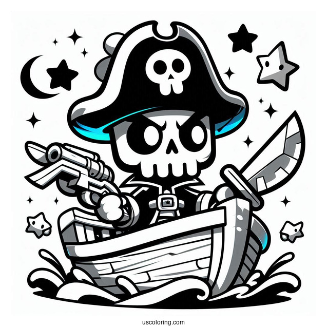 Brawl Stars Coloring Page Of Cursed Pirate On Boat