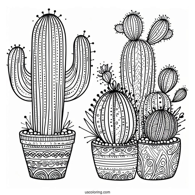 Abstract Cactus Coloring Page