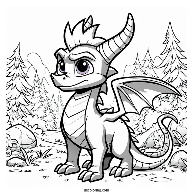 Sypro Coloring Page Serious Cynder Standing In The Forest