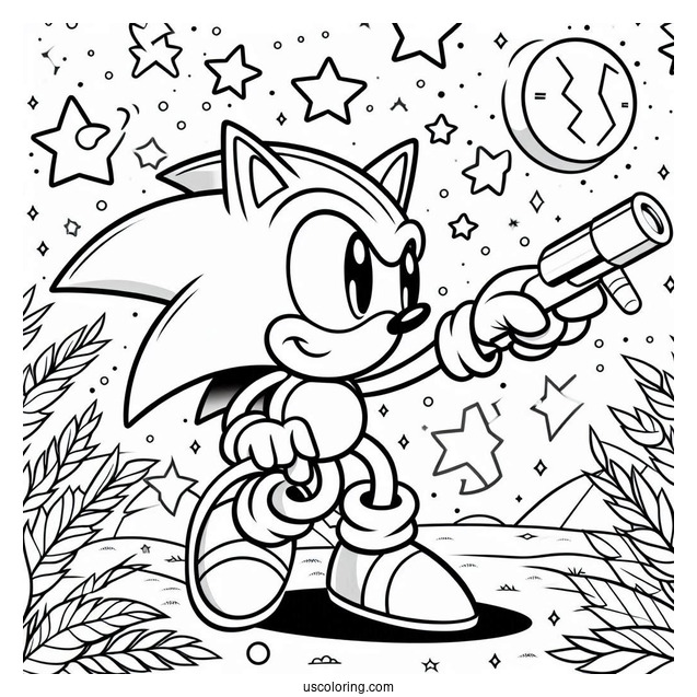 Sonic Pointing Finder With Stars To Color