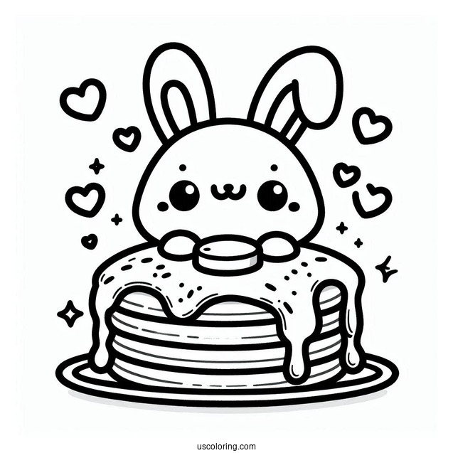 Kawaii Pancake Coloring Page Bunny With Melting Butter