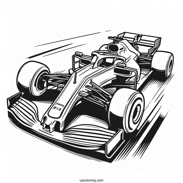 Simple Outline Of F1 Coloring Page Race Car On Track