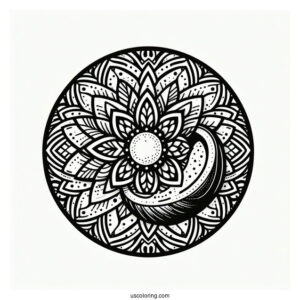 Detailed Coconut Coloring Page Mandala