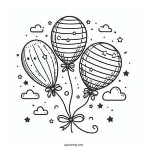 Coloring Page Of Three Balloons