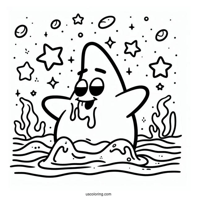 Simple Outline Of Patrick Star Coloring Page Drooling
