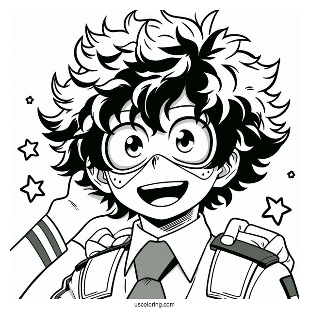 My Hero Academia Coloring Page Of Izuku Midoriya For Kids
