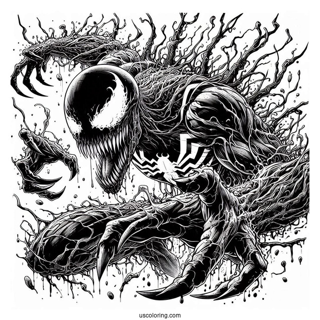 Detailed Close Up Of Carnage Coloring Page