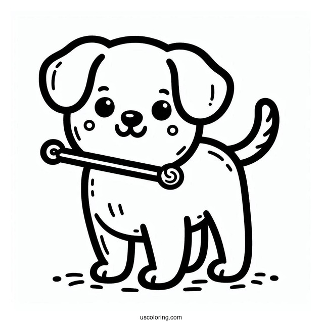 Easy Outline Of Dog With Stick