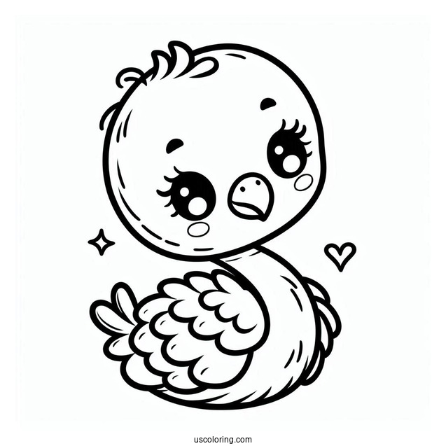 Adorable Baby Flamingo To Color