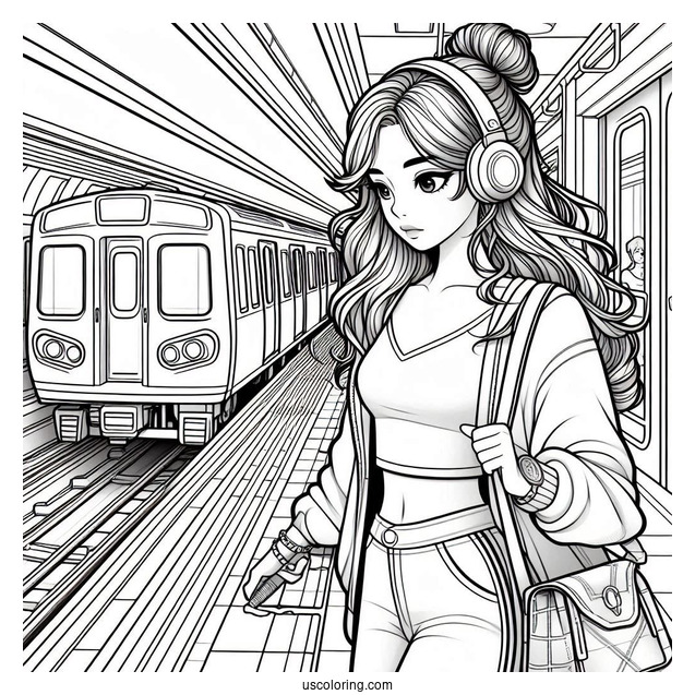 Subway Surfers Coloring Page On The Edge Of A Train