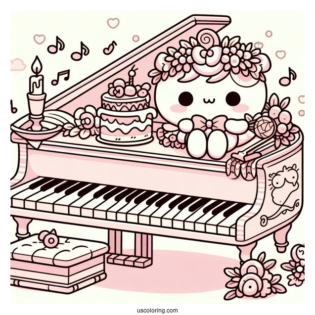 My Sweet Piano Giving My Melody Coloring Page Cake