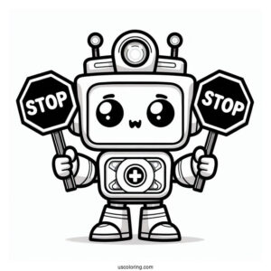 Kawaii Heatwave Rescue Bots Coloring Page Holding Stop Signs