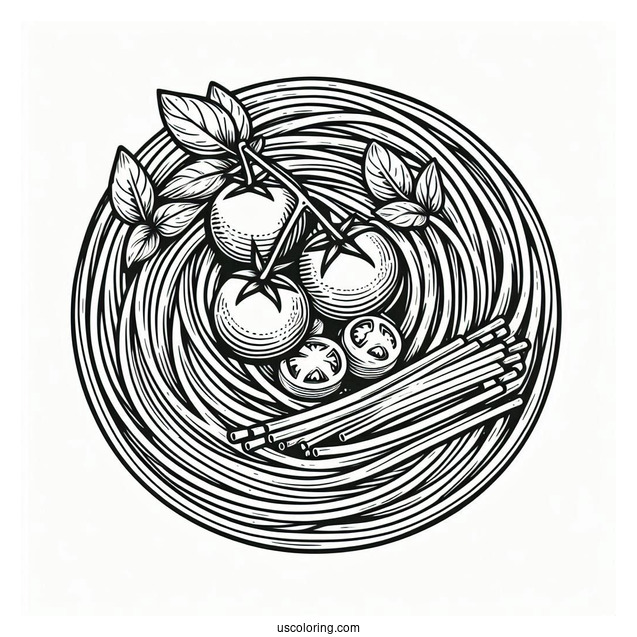 Italian Spaghetti Coloring Page