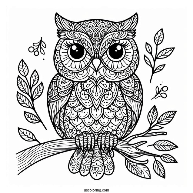 Detailed Owl Coloring Page