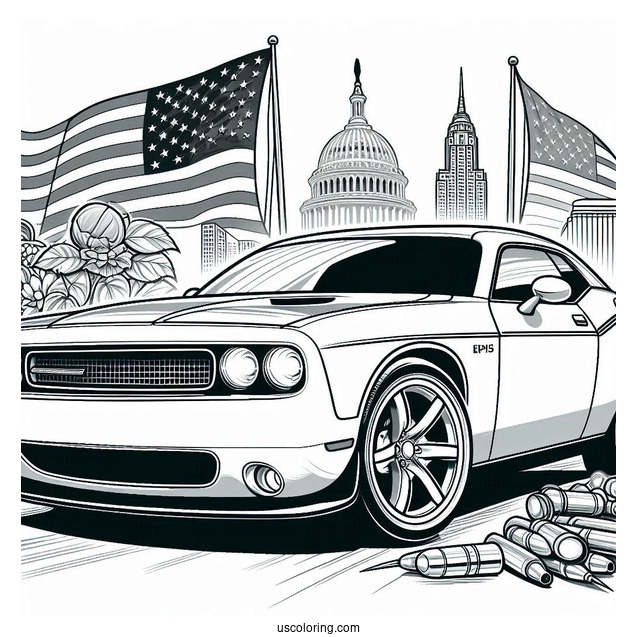 Dodge Challenger Coloring Sheet For Kids