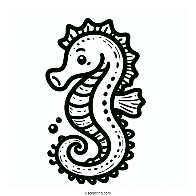 Simple Outline Of a Seahorse For Preschoolers