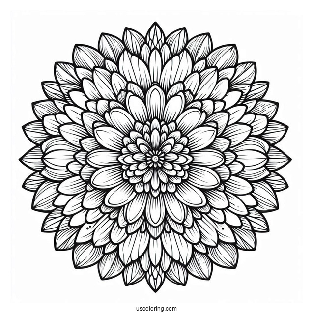 Flower Coloring Pages Of Chrysanthemum Flower Mandala