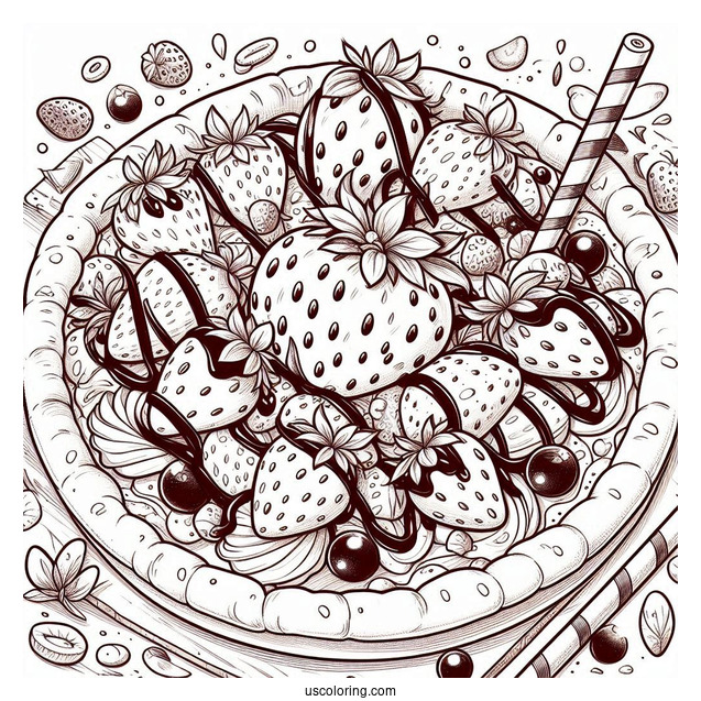 Dessert Pizza With Strawberries And Chocolate