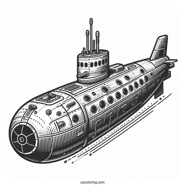 Detailed Submarine Coloring Page Sub Pods