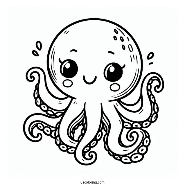 Cute Baby Octopus Coloring Page For Preschoolers