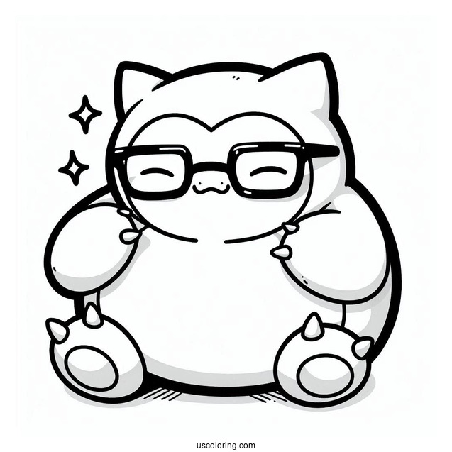Snorlax Coloring Page Wearing Eyeglasses