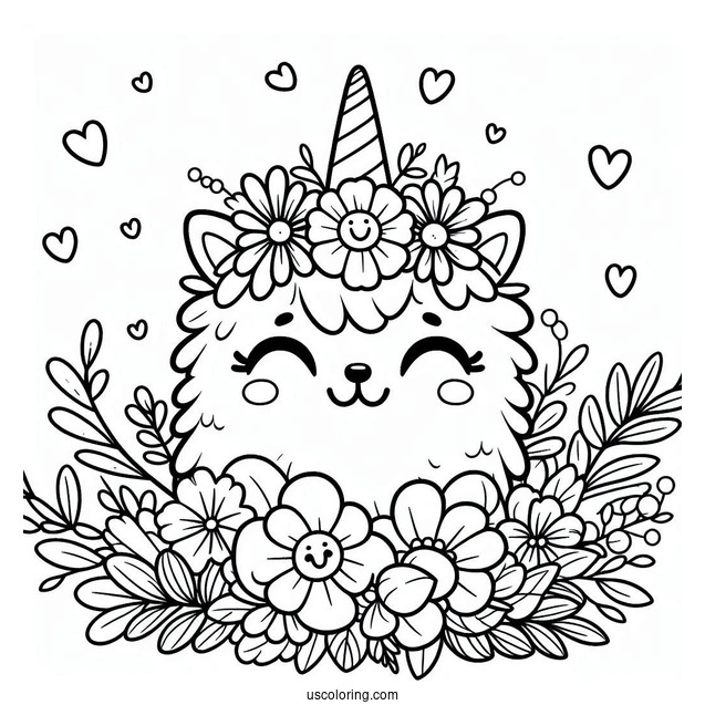 Smiling Critters Coloring Page Of CraftyCorn With Flowers For Kids