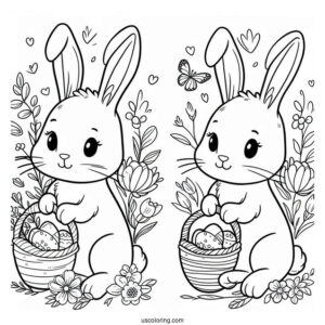 Spring Coloring Page Rabbit Outline Coloring Page For Preschoolers