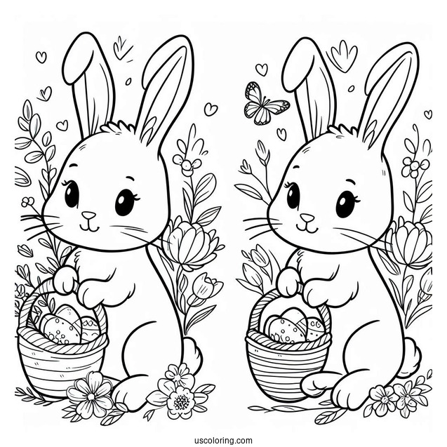Spring Coloring Page Rabbit Outline Coloring Page For Preschoolers