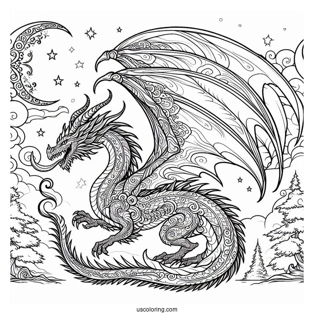 Mythical Dragon Coloring Sheet