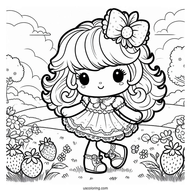 Strawberry Shortcake Coloring Page Standing In Field