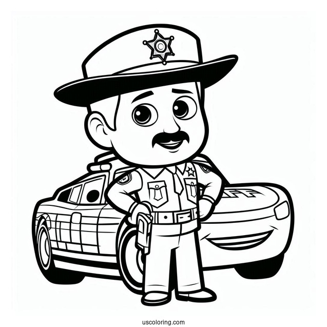Sheriff Character From Cars Movie To Color