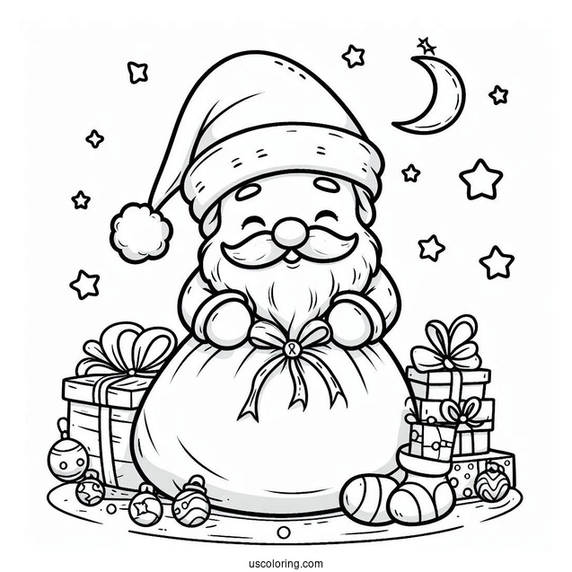 Santa_s Sack Of Toys To Color