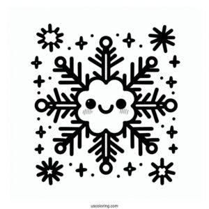 Cute Smiling Snowflake Coloring Page For Preschoolers
