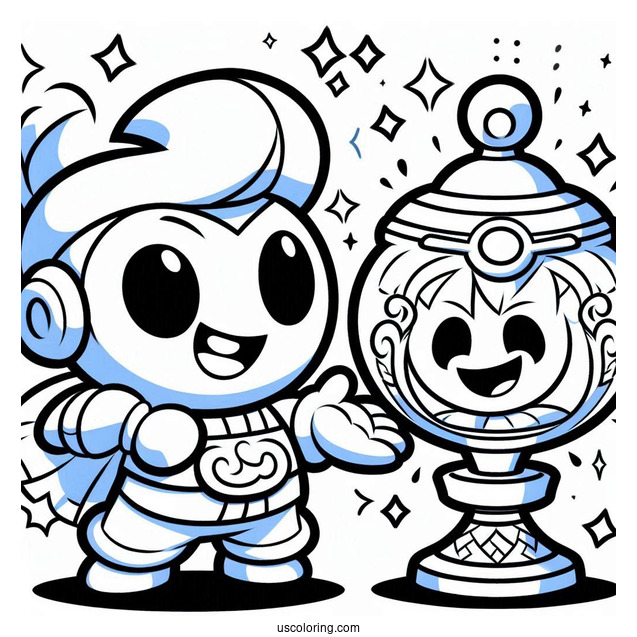 Brawl Stars Coloring Page Of Gene Holding Magical Lamp