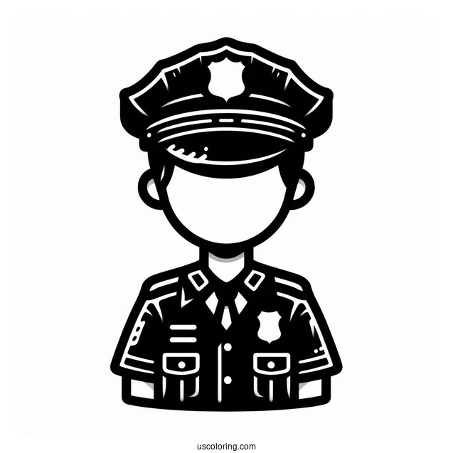 Black Police Officer Coloring Page