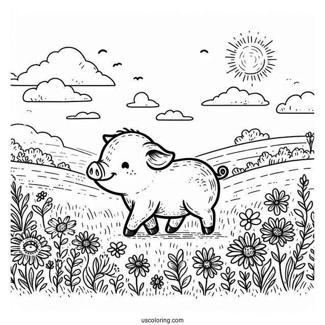 Babe The Pig Walking In Field