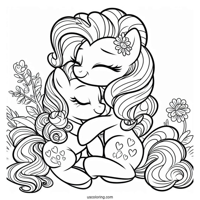 Equestria Girls Pinkie Pie Hugging Pony Pinkie Pie Coloring Page