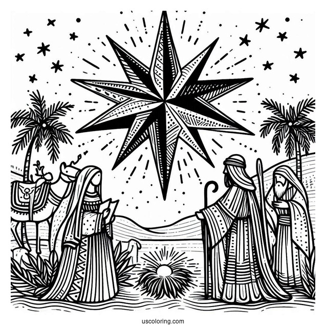 Nativity Coloring Page Star For Kids