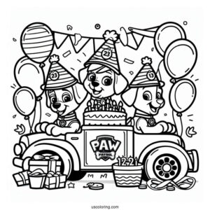 Paw Patrol Happy Birthday Coloring Page For Parties
