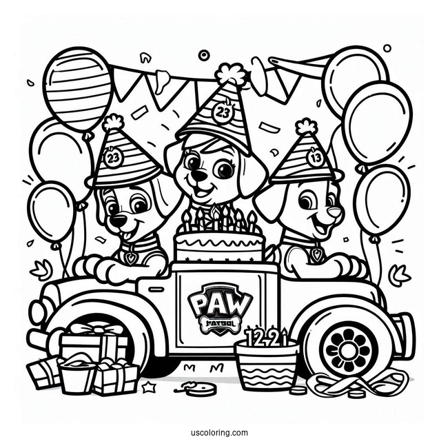 Paw Patrol Happy Birthday Coloring Page For Parties