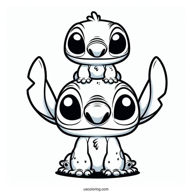 Funko Pop Stitch With Frog On Head To Color