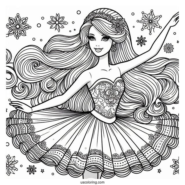 Barbie Dancing Coloring Page